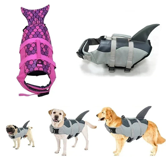 Shark-shaped dog life jacket